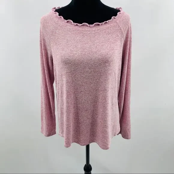 Gibson Ruffle Edge Raglan Pullover - Picture 7 of 12
